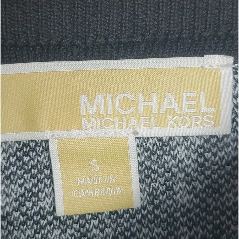 Michael Kors Houndstooth Turtleneck‎ Sweater Women's S Black White Gold Logo